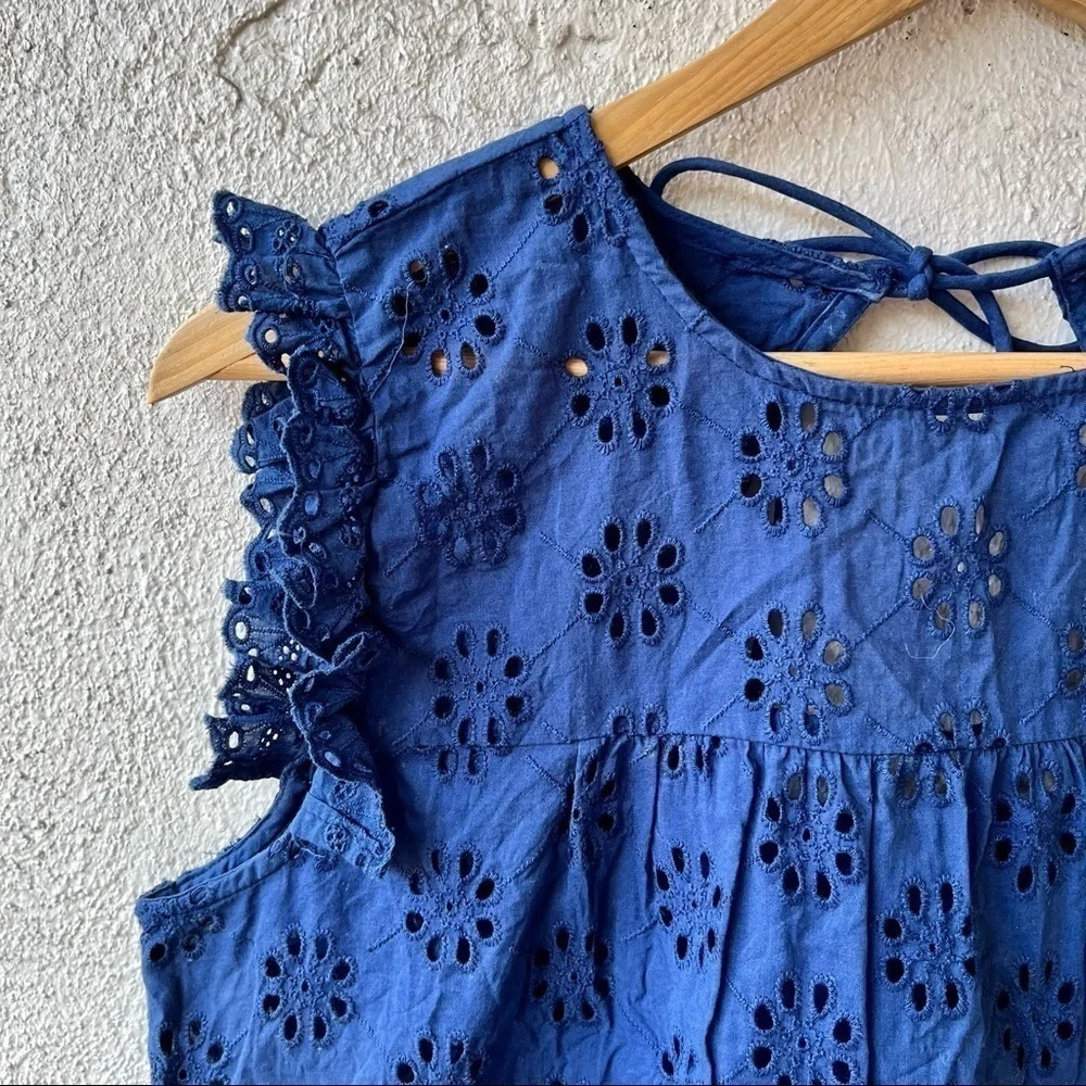 Isa & Ella Navy Blue Cutout Tie Back Top Large - Picture 2 of 5